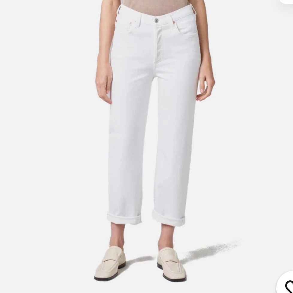 Citizens Of Humanity Emerson Roll Up Crop Button Fly White Cotton Denim Jeans 29